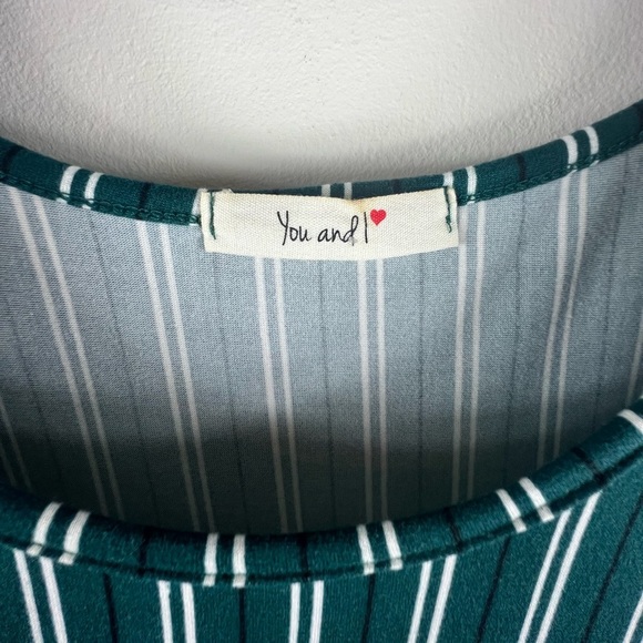 Green, White and Black Striped You and I <3 Scoop Neck Dress - Picture 3 of 3